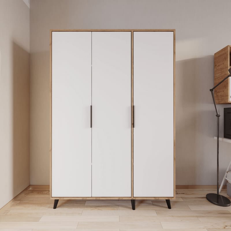 Sorav garderobe 120x192 cm - Eik / Hvit - Oppbevaring - Klesoppbevaring - Garderober & garderobesystem - Garderobeskap & klesskap