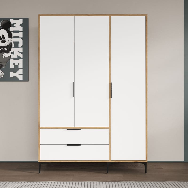 Sorav garderobe 120x192 cm - Eik / Hvit - Oppbevaring - Klesoppbevaring - Garderober & garderobesystem - Garderobeskap & klesskap