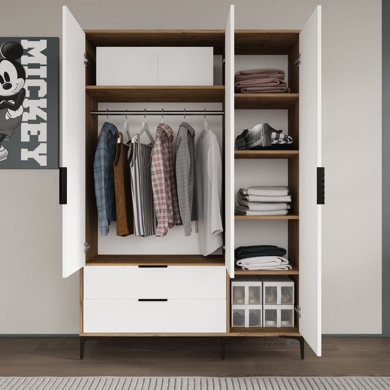 Sorav garderobe 120x192 cm - Eik / Hvit - Oppbevaring - Klesoppbevaring - Garderober & garderobesystem - Garderobeskap & klesskap