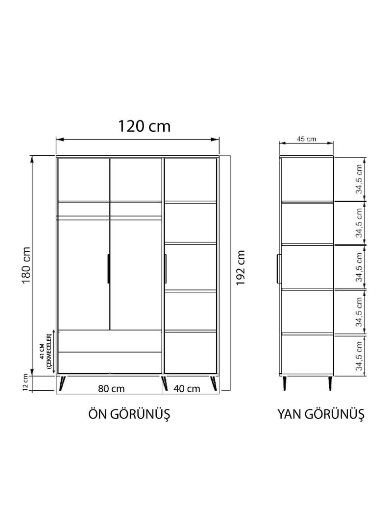 Sorav garderobe 120x192 cm - Eik - Oppbevaring - Klesoppbevaring - Garderober & garderobesystem - Garderobeskap & klesskap