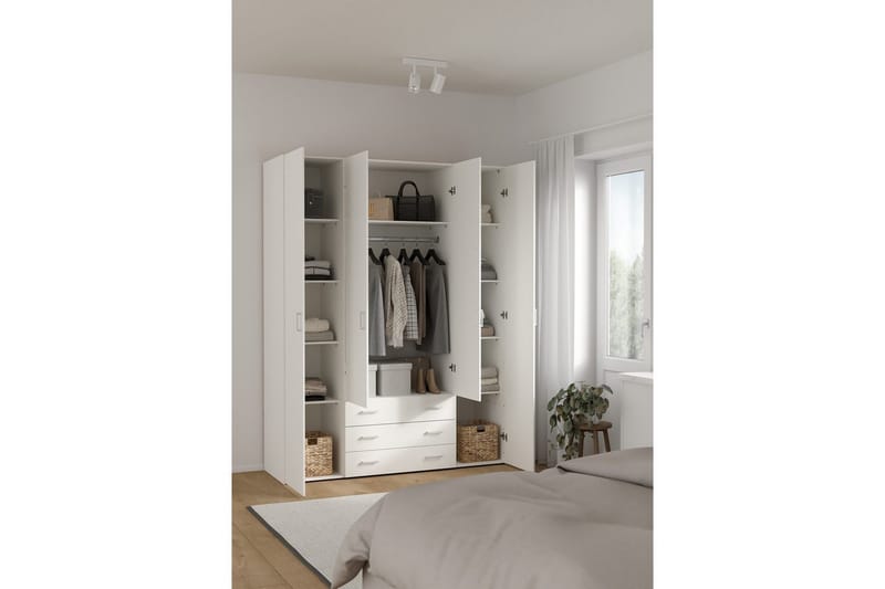 Space Garderobe 154x200 cm - Hvit - Oppbevaring - Klesoppbevaring - Garderober & garderobesystem