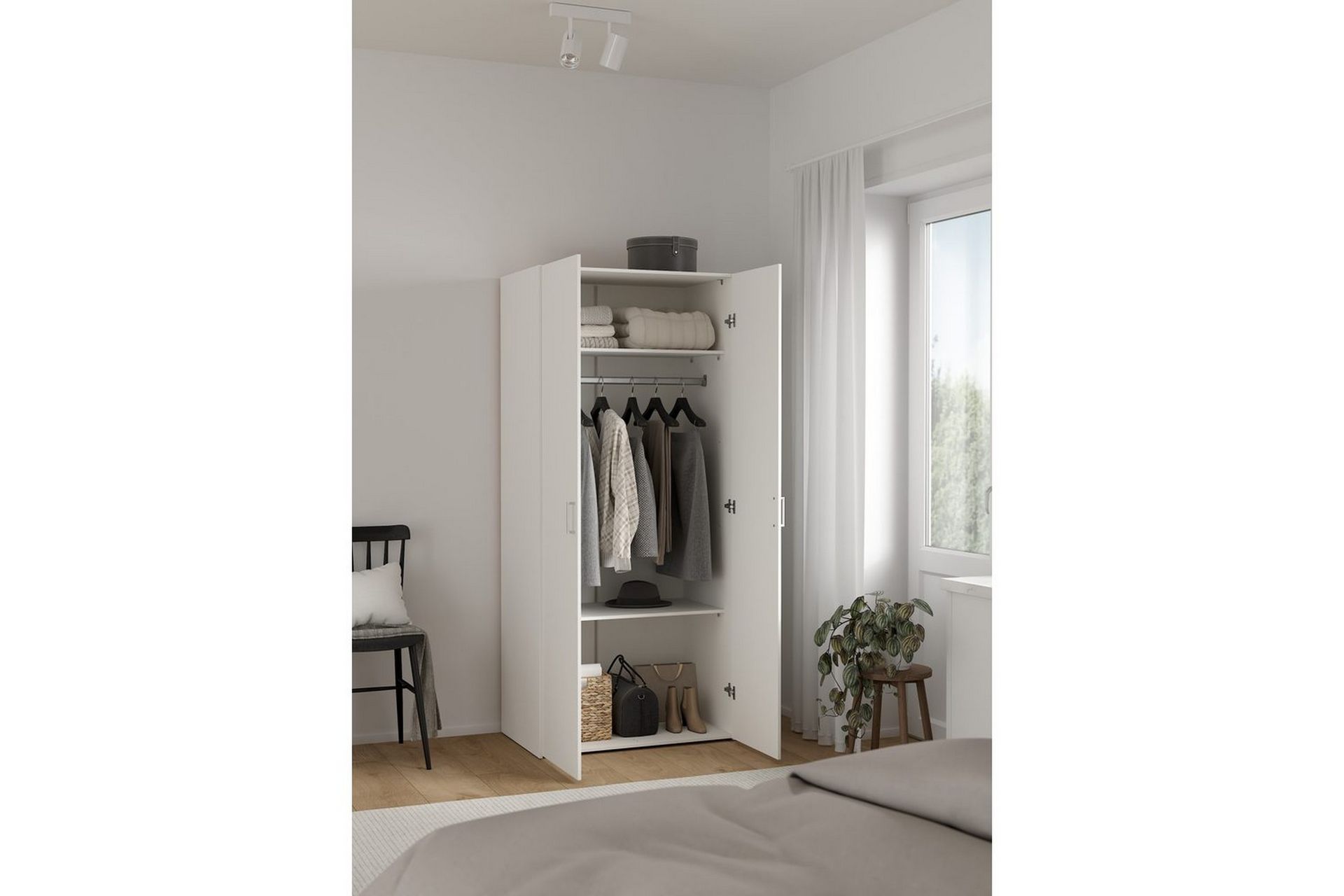 Space Garderobe 78x175 cm - Hvit - Oppbevaring - Klesoppbevaring - Garderober & garderobesystem
