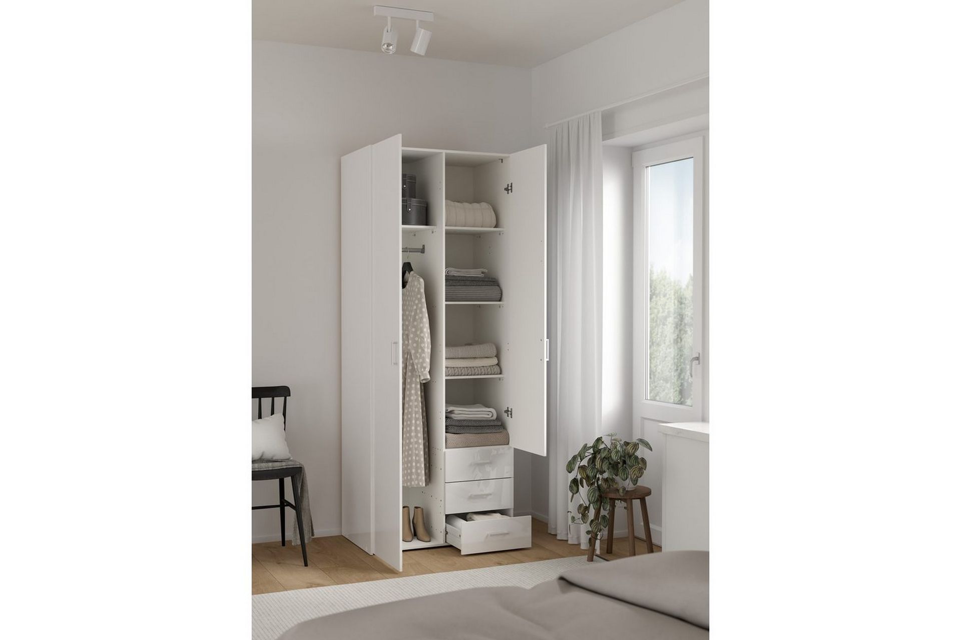 Space Garderobe 78x200 cm - Hvit - Oppbevaring - Klesoppbevaring - Garderober & garderobesystem