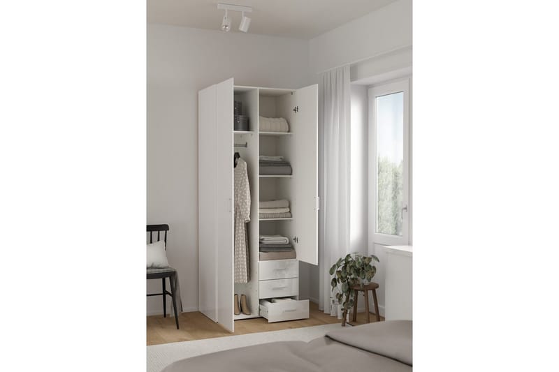 Space Garderobe 78x200 cm - Hvit - Oppbevaring - Klesoppbevaring - Garderober & garderobesystem