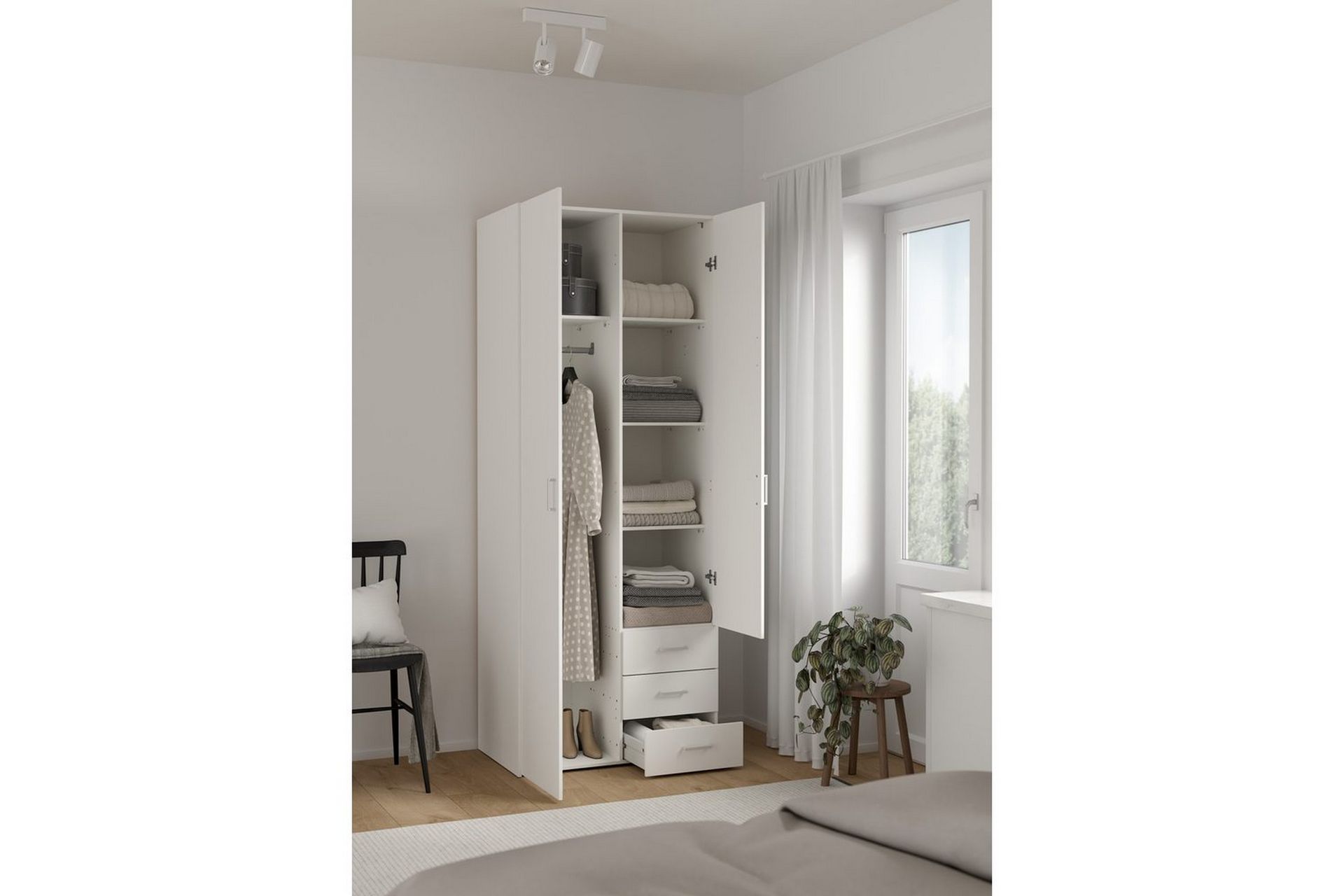 Space Garderobe 78x200 cm - Hvit - Oppbevaring - Klesoppbevaring - Garderober & garderobesystem