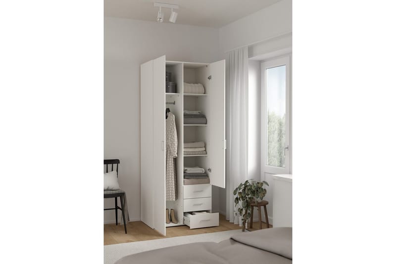 Space Garderobe 78x200 cm - Hvit - Oppbevaring - Klesoppbevaring - Garderober & garderobesystem