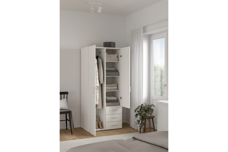 Space Garderobskap 78x175 cm - Hvit - Oppbevaring - Klesoppbevaring - Garderober & garderobesystem - Garderobeskap & klesskap