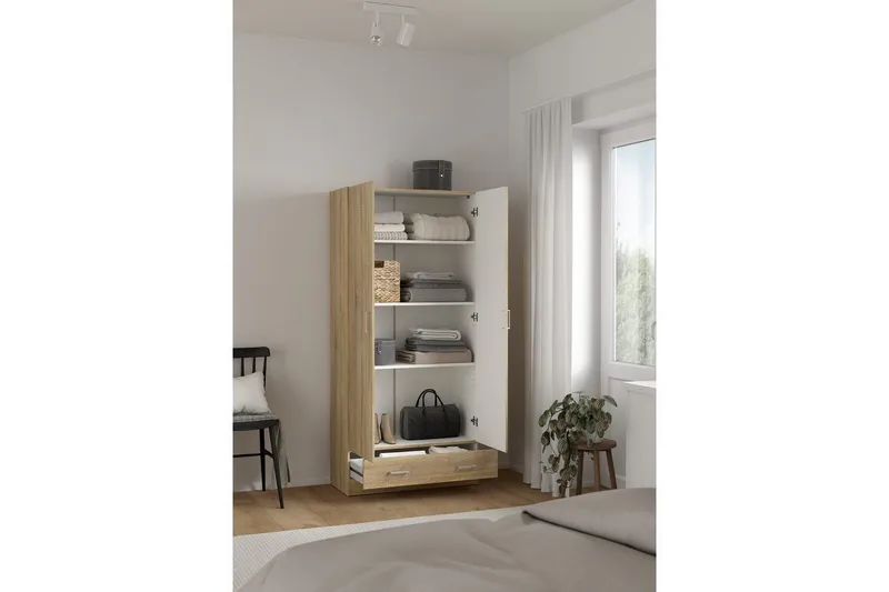 Space Garderobskap 79x170 cm - Natur - Oppbevaring - Klesoppbevaring - Garderober & garderobesystem - Garderobeskap & klesskap