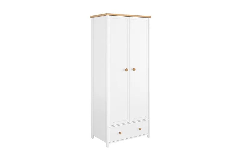 Story Garderobeskap 85 cm i Malt Tre, Hvit