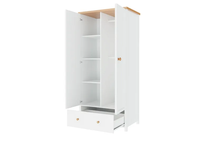 Story Garderobeskap 85 cm i Malt Tre - Hvit - Oppbevaring - Klesoppbevaring - Garderober & garderobesystem