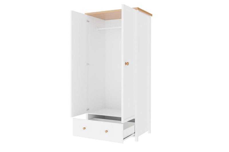 Story Garderobeskap 85 cm i Malt Tre - Hvit - Oppbevaring - Klesoppbevaring - Garderober & garderobesystem