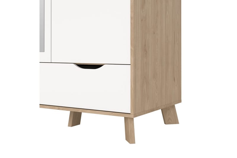 Sumita Garderobe med Speil 147x201 cm - Hvit/Natur - Oppbevaring - Klesoppbevaring - Garderober & garderobesystem
