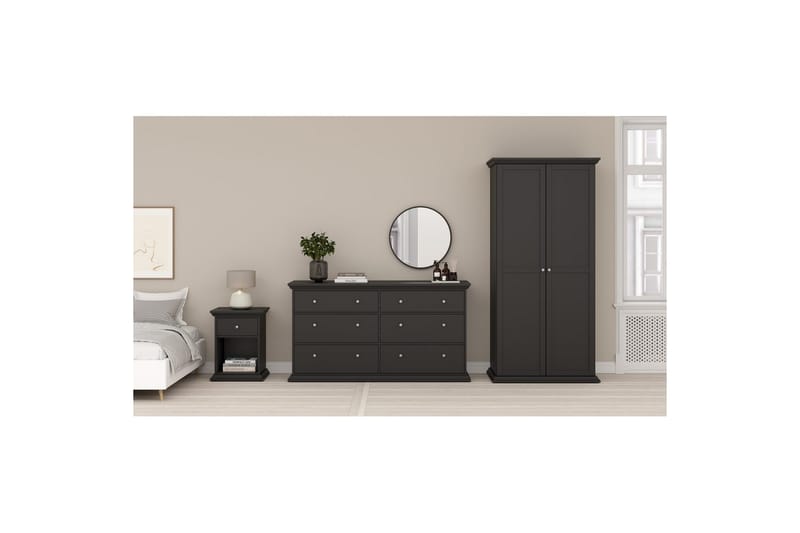 Suneta Garderobe 96x200 cm - Svart - Oppbevaring - Klesoppbevaring - Garderober & garderobesystem