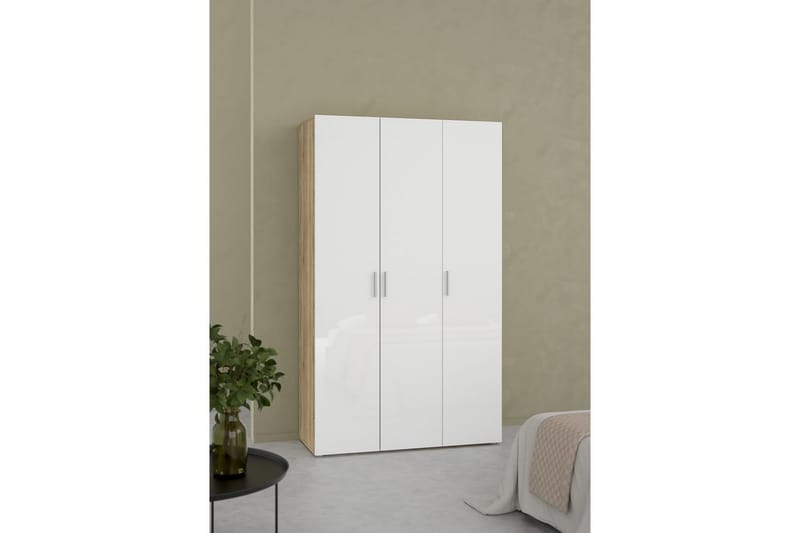 Suntia Garderobe 118x201 cm - Hvit/Natur - Oppbevaring - Klesoppbevaring - Garderober & garderobesystem