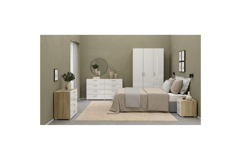 Suntia Garderobe 118x201 cm - Hvit/Natur - Oppbevaring - Klesoppbevaring - Garderober & garderobesystem
