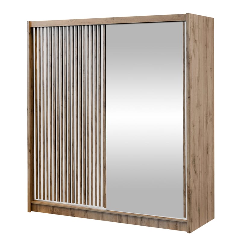 Swanley Garderobeskapeskap med speil 203x215 cm, Brun/Hvit