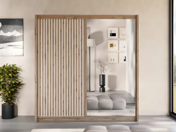 Swanley Garderobeskapeskap med speil 203x215 cm - Brun/Hvit - Oppbevaring - Klesoppbevaring - Garderober & garderobesystem