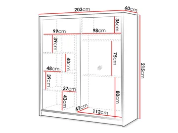Swanley Garderobeskapeskap med speil 203x215 cm - Brun/Hvit - Oppbevaring - Klesoppbevaring - Garderober & garderobesystem