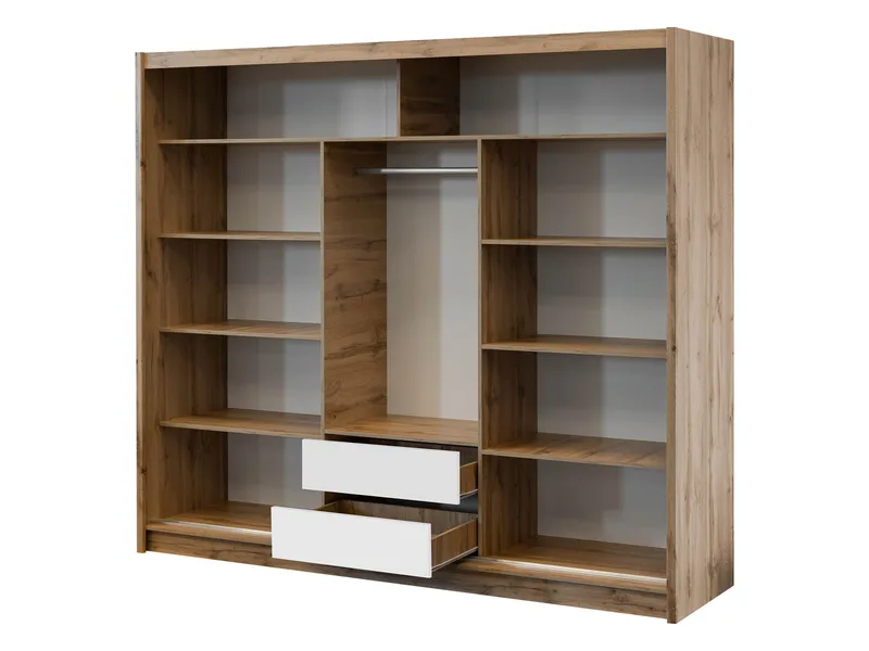 Swanley Garderobeskapeskap med speil 250x215 cm - Brun/Hvit - Oppbevaring - Klesoppbevaring - Garderober & garderobesystem