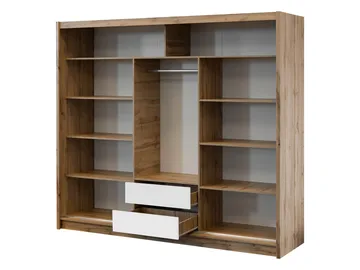 Swanley Garderobeskapeskap med speil 250x215 cm - Brun/Hvit - Oppbevaring - Klesoppbevaring - Garderober & garderobesystem
