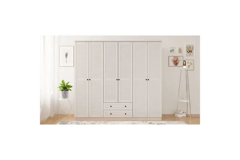 Sylvenor Garderobe 210x184 cm - Matt Hvit - Oppbevaring - Klesoppbevaring - Garderober & garderobesystem