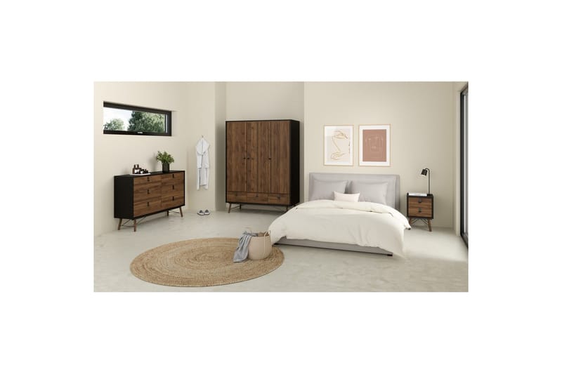 Tadami Garderobe 150x200 cm - Svart/Natur - Oppbevaring - Klesoppbevaring - Garderober & garderobesystem