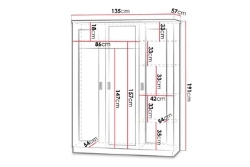Tadeusz Garderobe 135x57x190 cm - Oppbevaring - Klesoppbevaring - Garderober & garderobesystem