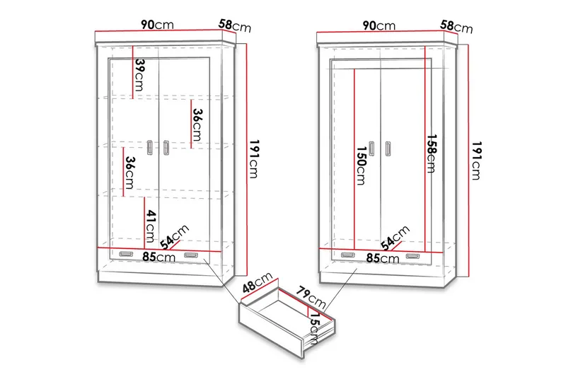 Tadeusz Garderobe 90x57x190 cm - Oppbevaring - Klesoppbevaring - Garderober & garderobesystem