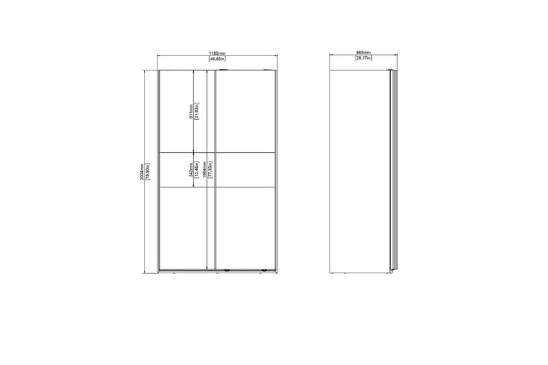 Takeru Garderobe 119x200 cm - Svart - Oppbevaring - Klesoppbevaring - Garderober & garderobesystem