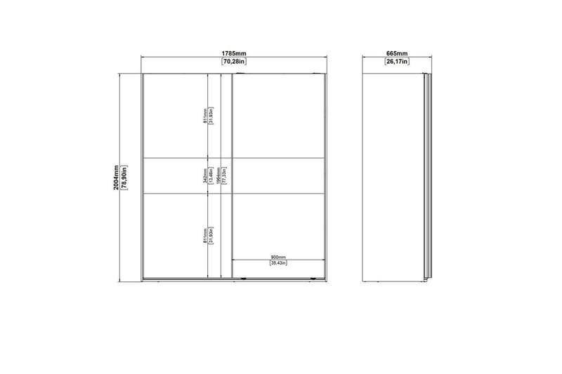 Takeru Garderobe 179x200 cm - Hvit - Oppbevaring - Klesoppbevaring - Garderober & garderobesystem