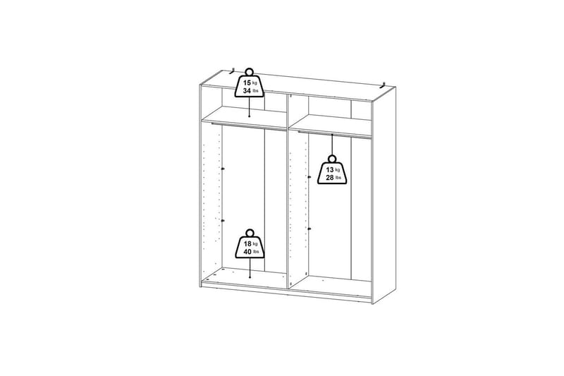 Takeru Garderobe 179x200 cm - Hvit - Oppbevaring - Klesoppbevaring - Garderober & garderobesystem