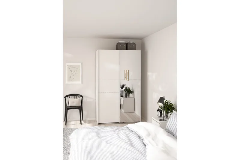 Takeru Garderobe med Speil 119x200 cm - Hvit - Oppbevaring - Klesoppbevaring - Garderober & garderobesystem