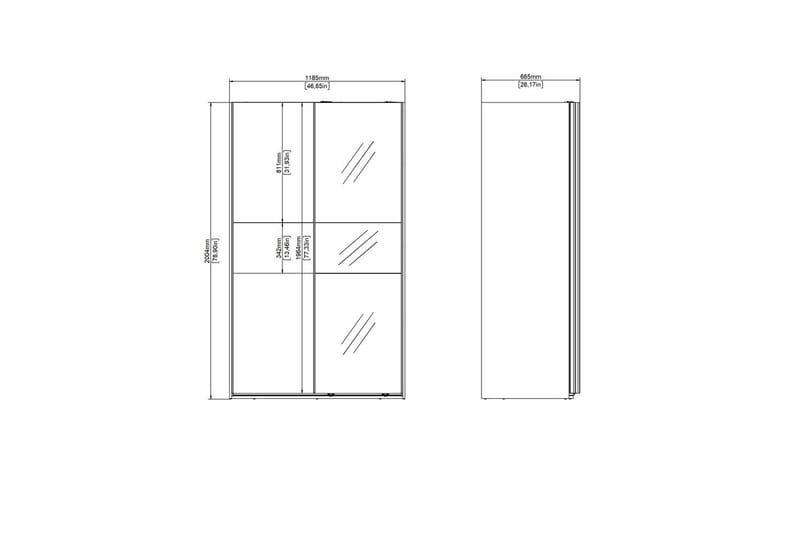 Takeru Garderobe med Speil 119x200 cm - Svart - Oppbevaring - Klesoppbevaring - Garderober & garderobesystem