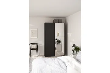 Takeru Garderobe med Speil 119x200 cm - Svart - Oppbevaring - Klesoppbevaring - Garderober & garderobesystem