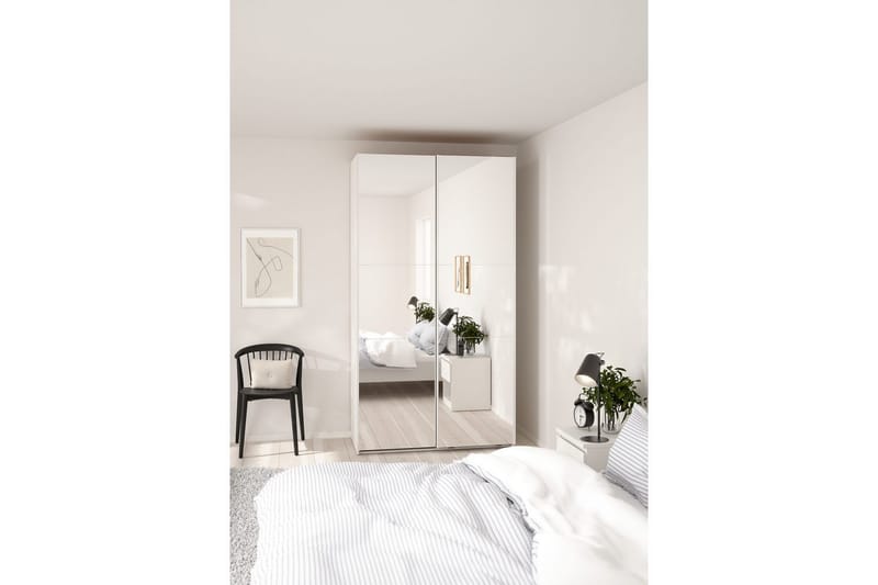 Takeru Garderobe med Speil 119x220 cm - Hvit - Oppbevaring - Klesoppbevaring - Garderober & garderobesystem