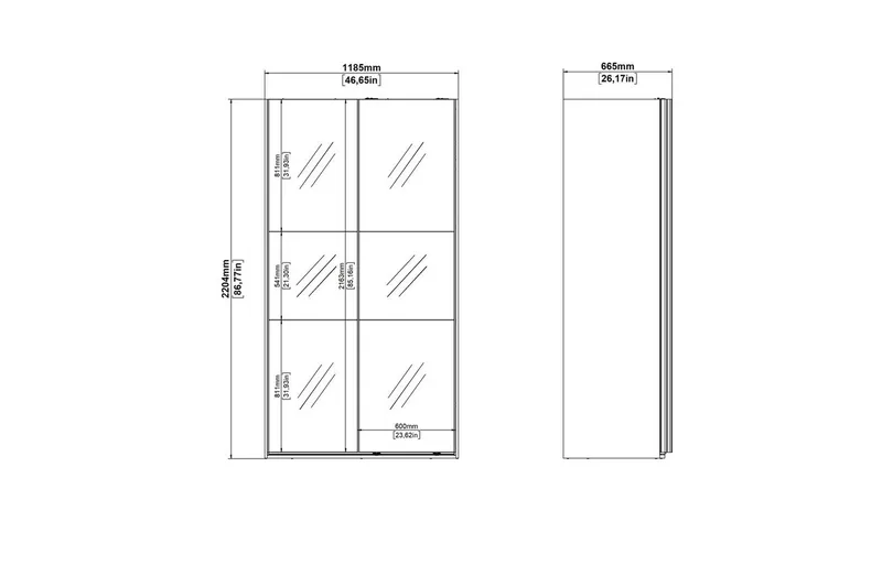 Takeru Garderobe med Speil 119x220 cm - Hvit - Oppbevaring - Klesoppbevaring - Garderober & garderobesystem
