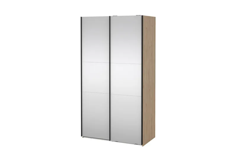 Takeru Garderobe med Speil 119x220 cm - Natur - Oppbevaring - Klesoppbevaring - Garderober & garderobesystem