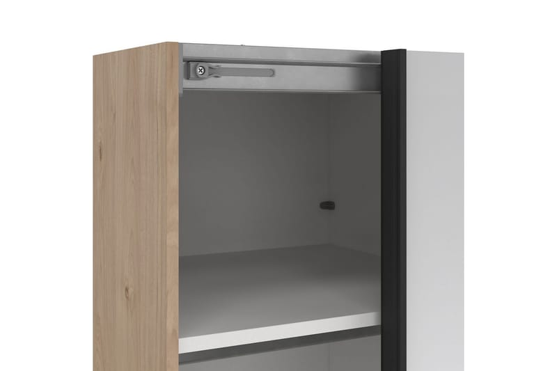 Takeru Garderobe med Speil 119x220 cm - Natur - Oppbevaring - Klesoppbevaring - Garderober & garderobesystem