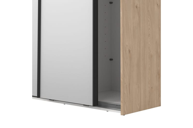 Takeru Garderobe med Speil 119x220 cm - Natur - Oppbevaring - Klesoppbevaring - Garderober & garderobesystem
