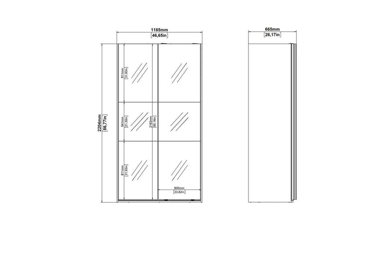 Takeru Garderobe med Speil 119x220 cm - Natur - Oppbevaring - Klesoppbevaring - Garderober & garderobesystem