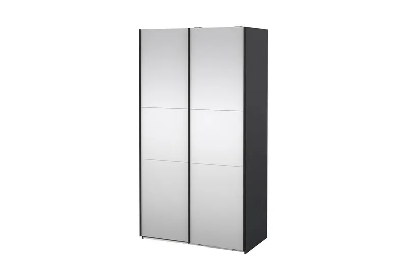 Takeru Garderobe med Speil 119x220 cm - Svart - Oppbevaring - Klesoppbevaring - Garderober & garderobesystem