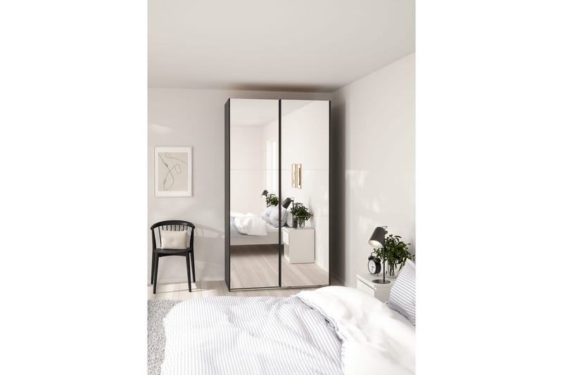 Takeru Garderobe med Speil 119x220 cm - Svart - Oppbevaring - Klesoppbevaring - Garderober & garderobesystem