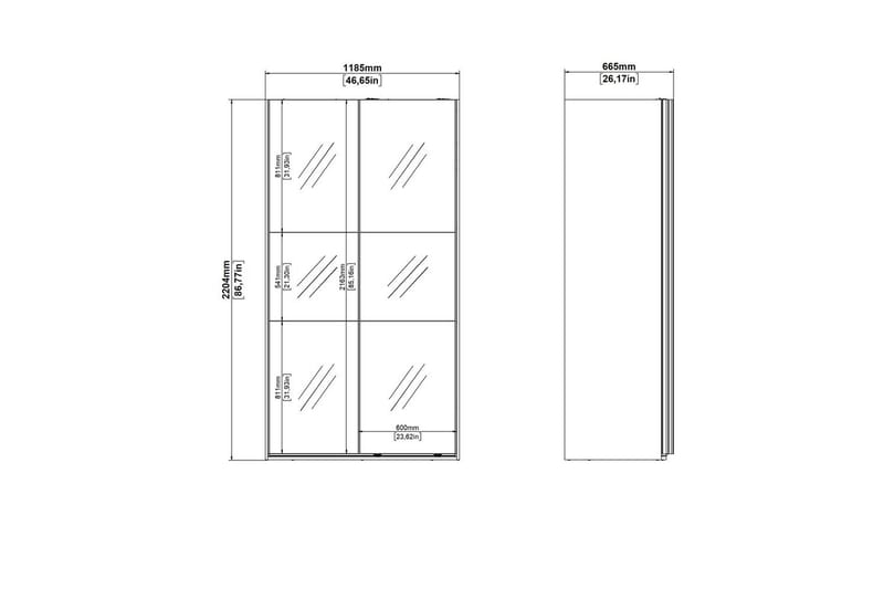 Takeru Garderobe med Speil 119x220 cm - Svart - Oppbevaring - Klesoppbevaring - Garderober & garderobesystem
