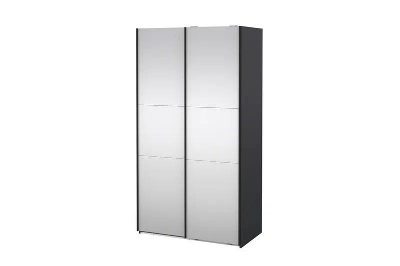 Takeru Garderobe med Speil 119x220 cm - Svart - Oppbevaring - Klesoppbevaring - Garderober & garderobesystem