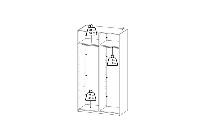 Takeru Garderobe med Speil 119x220 cm - Svart - Oppbevaring - Klesoppbevaring - Garderober & garderobesystem