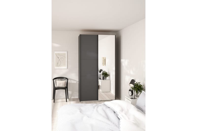 Takeru Garderobe med Speil 119x221 cm - Grå - Oppbevaring - Klesoppbevaring - Garderober & garderobesystem