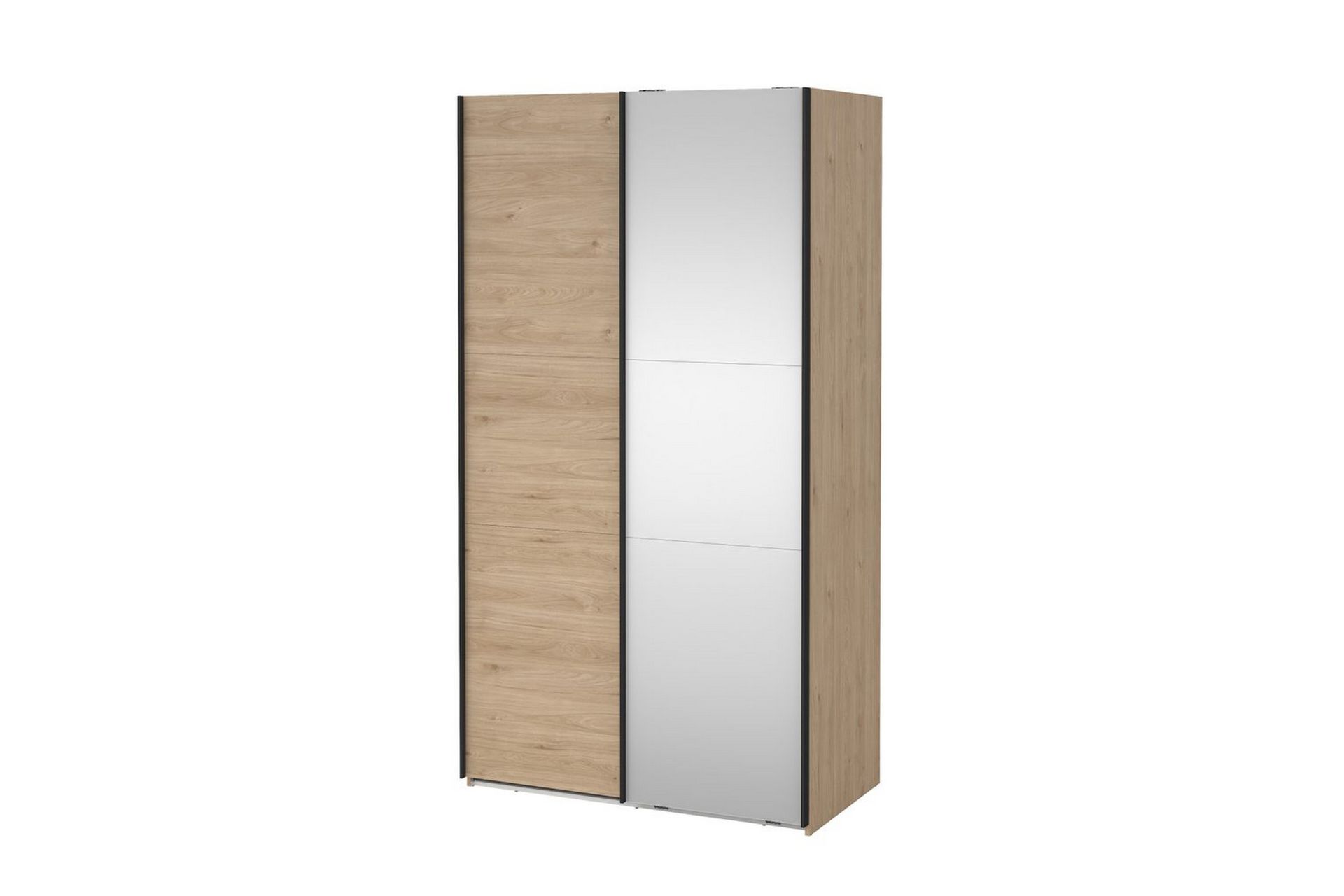 Takeru Garderobe med Speil 119x221 cm - Gråfarget tre - Oppbevaring - Klesoppbevaring - Garderober & garderobesystem