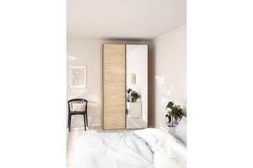 Takeru Garderobe med Speil 119x221 cm - Gråfarget tre - Oppbevaring - Klesoppbevaring - Garderober & garderobesystem