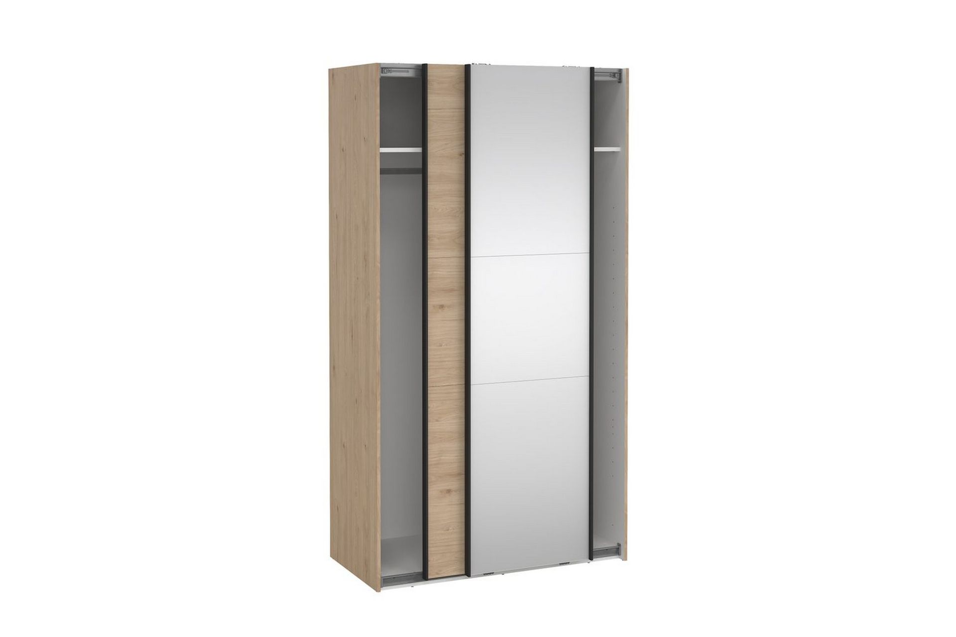 Takeru Garderobe med Speil 119x221 cm - Gråfarget tre - Oppbevaring - Klesoppbevaring - Garderober & garderobesystem