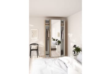 Takeru Garderobe med Speil 119x221 cm - Gråfarget tre - Oppbevaring - Klesoppbevaring - Garderober & garderobesystem